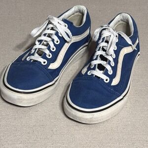 Vans Old Skool Navy Blue White Low Top Skate Shoes Mens 5 Womens 6.5 721278